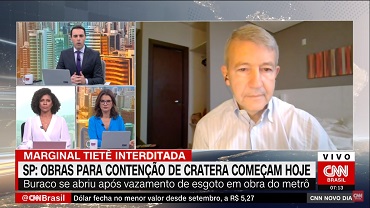 Preencher cratera na Marginal Tietê com concreto estabiliza situação, diz engenheiro