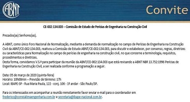 IBAPE-SP sedia Reunião da Comissão de Estudos de Perícias de Engenharia na Construção Civil da ABNT