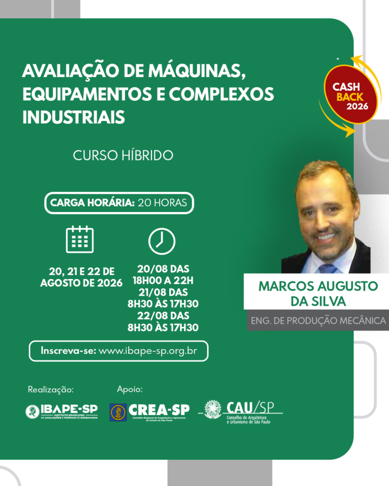 Curso Avaliação de Máquinas, Equipamentos e Complexos Industriais