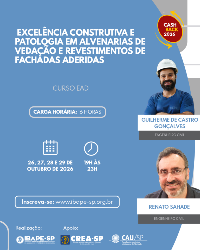 Curso – Excelência Construtiva e Patologia em Alvenarias de Vedação e Revestimentos de Fachada Aderidas